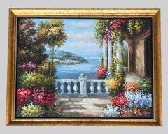 Large European Painting on Canvas Gilt Framed
