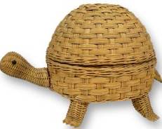 Vintage Large 17 Wicker Figural Turtle Basket Mario Lopez Torres Style