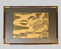 Ethan Allen Large Framed Asian Print High Quality Carved Frames