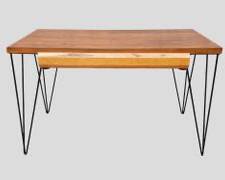 Fantastic Mid Century Modern MCM Art Deco Wood and Metal Desk w 1 Drawer