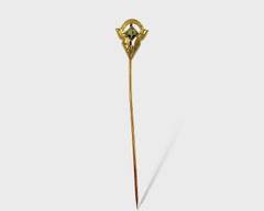 Fine 14K Yellow Gold Green Gemstone Stickpin
l