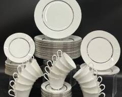 Fine Oxford Lexington USA Made Bone China Dinner Plates, Salad Plates, Desert Plates, Tea Cups, and Saucers