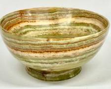 Heavy Onyx Alabaster Stone Vintage Round bowl