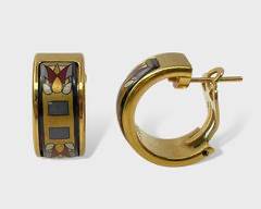 Michaela Frey Willie Pierced Enamel Hoop Costume Earrings