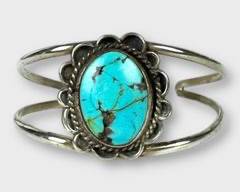 Old Pawn Sterling Silver Turquoise Cuff Bracelet.