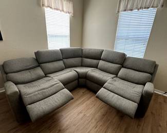 FLEXSTEEL Power Reclining Sectional Sofa with Power Adjustable Headrests and USB Ports -  3 Recliners