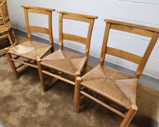 Qty 4 rush seat dining chairs