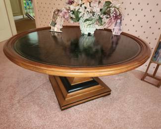 Leather inset coffee table