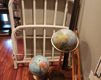 Twin metal bed frame, globes