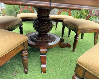 Tommy bahama Hand carved dining table with 6 chairs 