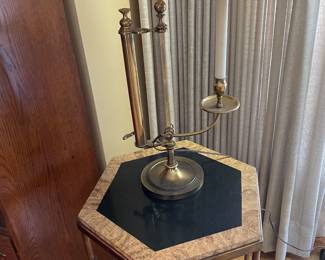 Another view of matching side table with metal base