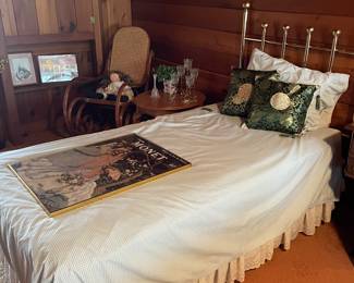 Twin brass headboard and twin mattress set