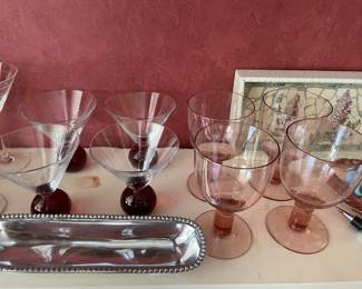 MCM glassware and stainless dish