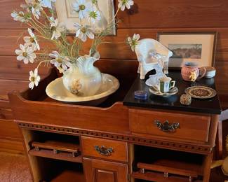 Vintage dry sink with marble top, wash basin and more