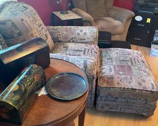 Chair and ottoman, and rocker recliner chair