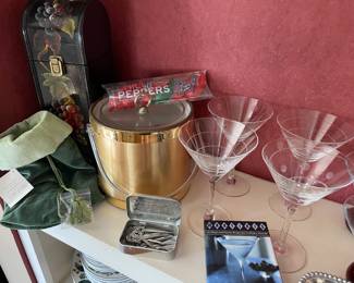 martini glasses and ice bucket