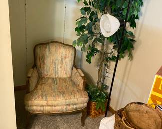 Wingback Chair, Faux Plant