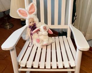 white wooden rocker