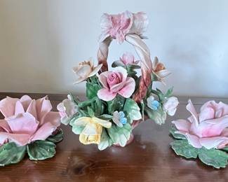 capodimonte candle holders and basket