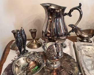 assorted silver plate - sterling weighted candlesticks