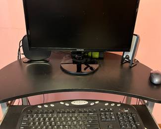 computer monitor and keyboard