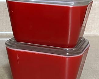 small red refrigerator dishes