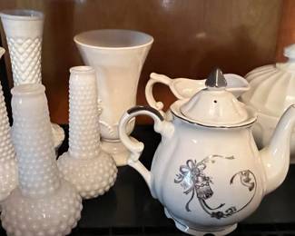 assorted hobnail vases