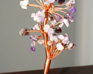 Amethyst, jade & copper tree