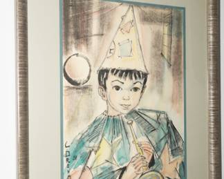 "Little Clown" watercolor by L. Dronda