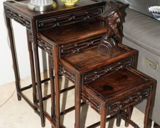 Set of 4 Asian inspired nesting tables