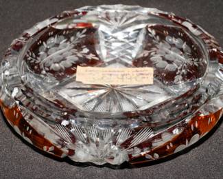 Bohemian glass ashtray