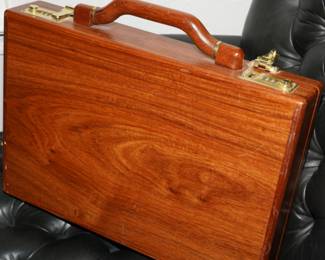 Carved wood & brass briefcase-circa 1970's