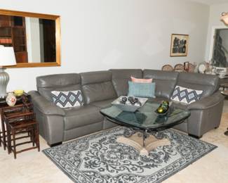 Leather sectional with three recliners