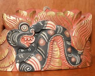 Carved wood dragon bell