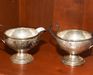 Sterling creamer & sugar dish