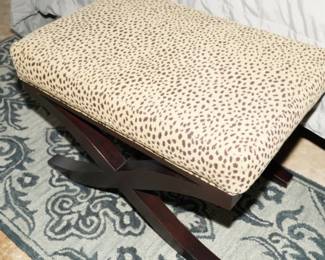Leopard upholstered bed bench