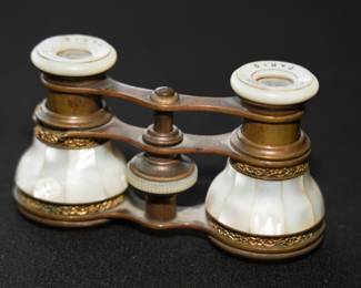 Vintage mother of pearl & brass opera glasses