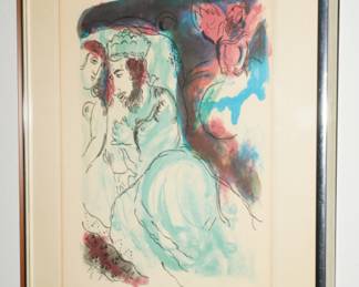 "Sarah & Abimelech" lithograph-after Marc Chagall