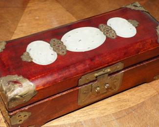Rosewood & jade jewelry box