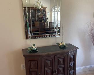 Vintage Drexel Heritage Cabinet, beveled mirror
