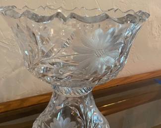 Clear cut crystal punch bowl