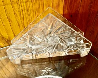 RARE FIND   American Cut - Triangle Crystal Napkin/Letter Holder “Pinwheel Star”