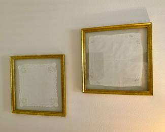More Framed Antique Handkerchiefs 