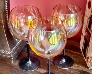 Set of six wine glasses