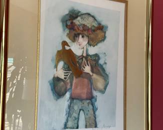 Boy with bird framed art