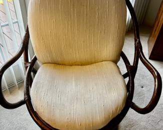 (2) Boho Chic Bamboo Rattan Swivel Lounge Chair 