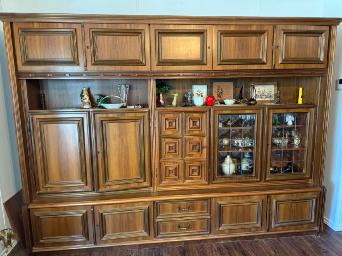 Large German storage and curio wall cabinet