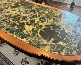 Coffee table with green marble inlay
