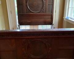 Walnut full bed and mirror