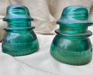 Hemingray blue/green glass insulator.